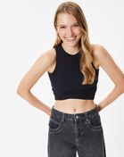 Resim Crop Fitilli Atlet Asimetrik Kesim Bisiklet Yaka 
