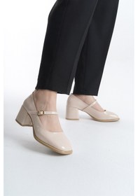 Resim Arden Kadın Tek Bant Topuklu Loafer A006-k1220 Açık Bej 