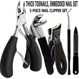 Resim 5 Adet Ağır Hizmet Toenail Clipper Seti İçin Büyümüş ve Kalın Tırnaklar, Profesyonel Pedikür Araçları Erkek ve Kadınlar için, Kokusuz Tırnak Makasları Yaşlılar, Ev ve Salon Kullanımı için 