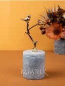 Resim MIARIK DESIGN & DEKORASYON Dekoratif Gri Mermer Pamukluk Gold Pamukluk Detaylı 
