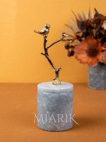 Resim MIARIK DESIGN & DEKORASYON Dekoratif Gri Mermer Pamukluk Gold Pamukluk Detaylı 