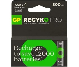 Resim Gp Recyko Pro 800 Mah Ni-Mh 1.2 Volt Aaa Ince Kalem Şarjlı Pil 4lü Paket 