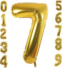 Resim 7 Yaş Doğum Günü Parti Kutlama Rakam Folyo Balon Altın Renk 36 Cm 16 Inç 