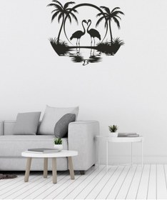 Resim Sunset Flamingo Figürlü Dekoratif Metal Tablo 