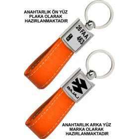 Resim Promosyon Denizi Ön Yüz Bajaj Logolu Arka Yüz Plakanıza Özel Turuncu Anahtarlık 