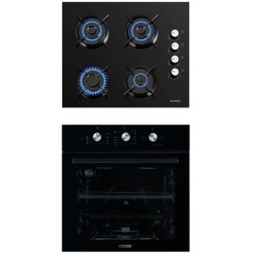Resim KUMTEL 2'li Siyah Cam Ankastre Set 