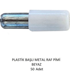 Resim Plastik Metal Başlı Raf Pimi beyaz 50 adet 