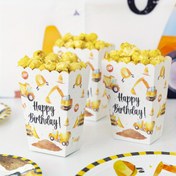Resim 6 Paket İnşaat Kazıcı Popcorn Kutuları, Kağıt Atıştırmalık Kapları, Doğum Günü Parti Hediyeleri, Şeker Hediye Kutuları, Parti Malzemeleri Süslemeleri 