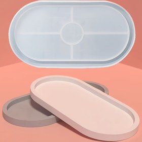 Resim Oval Tray Cement Silicone Kalıplar DIY Beton Sıva Altlığı Seramik Kalıp Ev Dekorasyonu El Yapımı El Sanatları Süs 