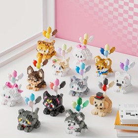 Resim Sevimli Evcil Hayvan Figürleri İçin DIY Küçük Parçalı Yapı Blokları 