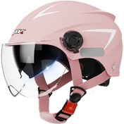 Resim Lıcorıce Motosiklet Erkek Kadın Yaz Güneş Koruyucu Çift Ayna Mevsim Evrensel Güvenlik Kask Pembe 