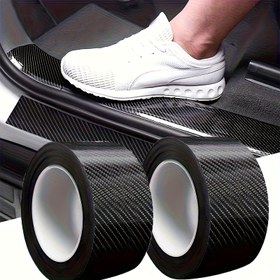 Resim 3D Nano Karbon Lifli Araba Kapı Kenarı Koruma Filmi - Su Geçirmez Çizilmeye Dirençli PVC Darbe Önleyici Bant, Araç Dış Aksesuarları için Siyah Yaratıcı Çizik Kapatma Etiketleri, Araç Koruma Aksesuarları 