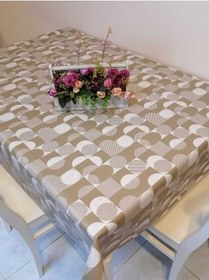 Resim Elyaflı Pvc Muşamba - Desenli Silinebilir Masa Örtüsü Fnt12191 Kahverengi 