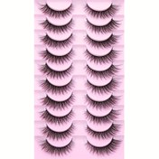 Resim 10 Çift Doğal Görünümlü 3D Suni Vizon Kirpik - Kabarık Kedi Gözü Kirpikler, 13mm Uzunluk, D-Hacimli Kirpik Şeritleri, Sahne & Günlük Kullanım İçin - Yeniden Kullanılabilir, İnce Kirpikler Dramatik Göz Makyajı İçin, Başlangıç Seviyesi Dostu, Sahne Makyajı Kirpikleri, Kedi Gözü Kirpikleri, Dramatik Kirpik Efekti 