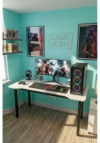 Resim 100 Beyaz Oyun Çalışma Masası Gaming Masa Ofis Masası 8100 Beyaz 