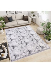 Resim Modern Pamuklu Halı Örtüsü Savan 6m2 Dokuma 200x300 Lastiksiz Antrasit 