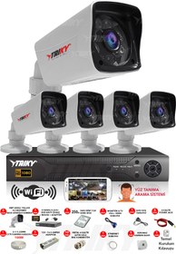 Resim TAIKY 5 Kameralı 5mp Sony Lensli Fullhd 1080p Yüz Tanıma Wıfı Güvenlik Kamera Sistemi W-f342-250 