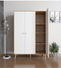 Resim Floradesign Milano Gardırop /elbise Dolabı Üç Kapaklı Dolap Meşe 