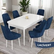 Resim Canisa Concept Eta Serisi, 80X132 Açılabilir Mdf Mutfak Masa Takımı, Beyaz Masa 6 Sandalye 