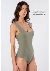 Resim Türen Kadın Lazer Kesim Pamuklu Çıtçıtlı Body 905/yeşil Yeşil 