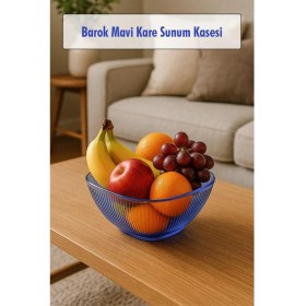 Resim Mustran Barok Mavi Orta Boy Kare Kase & Sunum Kasesi - 1,5 Lt 