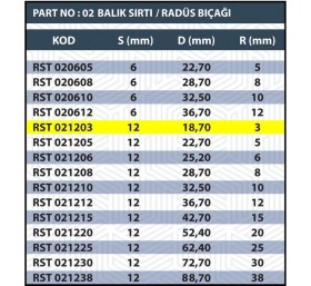 Resim Sap 12MM R3 Balık Sırtı / Radüs Bıçağı 