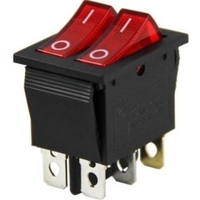 Resim Ic-101 Kırmızı İkili Işıklı Anahtar On/Off Switch 6P 