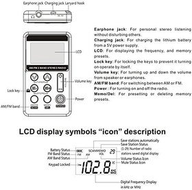 Resim HRD-103 AM FM Dijital Radyo 2 Bant Stereo Alıcı Taşınabilir Cep Radyo w/Kulaklıklar LCD Ekran Şarj Edilebilir Pil Kordon Silver 