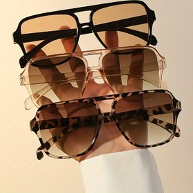 Resim 3-Pack Moda Dikdörtgen Plastik Gözlük Kadınlar için Leopar Desen Detay, Çift Köprü Tasarımı, Yansıtıcı Lens, PC Malzeme, Günlük Giyim için İdeal 