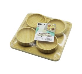 Resim Ahşap Bambu 5pcs Çerezlik - Lokumluk Kase Seti 22x22cm 4741 Altın 