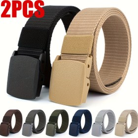 Resim 2 Adet FLAGIA Erkekler için Otomatik Tokalı Naylon Kemer - Spor ve Günlük Kullanım, Futbol Maçları & Mardi Gras İçin Dayanıklı Dokuma Kayış, Orta Boy, Elde Yıkanabilir, Aktif Yaşam Tarzı, Şık Tasarım, Sağlam Yapı, Çok Amaçlı Kemer 