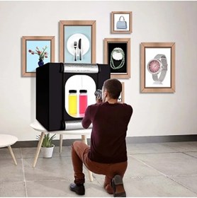 Resim Renvox 60x60 cm Profesyonel LED Işıklı Ürün Fotoğraf Çekim Çadırı - Stüdyo Lightbox 