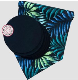 Resim Uretti - Nebile 2034 - El Yapımı Siyah Runner - 6'lı Supla Amerikan Servisi Takım Siyah 