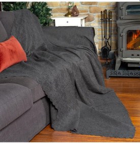 Resim Jakarlı Şönil Koltuk Örtüsü Kanepe Örtüsü Koltuk Şalı 110x175 2 Ad. Kaymaz Gri Gri 