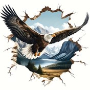 Resim 3D Eagle in Flight Vinil Sticker - Dayanıklı PVC, Dağ Manzaralı Gerçekçi Kartal Tasarımı, Arabalar, Kamyonlar, Motosikletler ve Dizüstü Bilgisayarlar için Mükemmel | Doğa Temalı Dekor, Doğa Eğilimli Dekor 