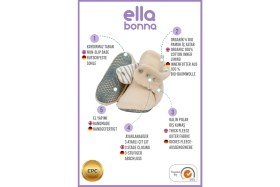 Resim Ella Bonna Polar Bebek Pandufu, Kaydırmaz Taban, Organik Pamuk Astarlı, İlk Adım Ev Patiği, Bej 