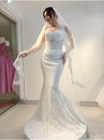 Resim Zöhra avcı gelinlik ve moda BALIK MODEL İNCİ DESENLİ DANTEL KAPLAMA 