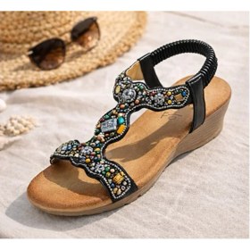 Resim Guja 26y226 Kadın Taşlı Dolgu Taban Comfort Sandalet Siyah 