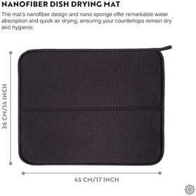 Resim Mutfak Tezgahı için Bulaşık Kurutma Paspasları, Çeşitli Amaçlar İçin Süper Emici Mikrofiber Bulaşık Süzgeci, Şık ve Etkili, Hızlı Kuruyan Bulaşık Matı, 43 cm x 35 cm, Siyah 