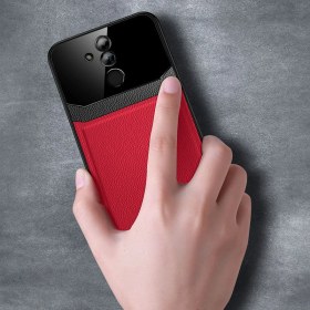 Resim Huawei Mate 20 Lite Kılıf Zebana Lens Deri Kılıf Kırmızı 