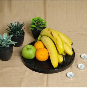 Resim Bariere Yuvarlak Mermer Tepsi Siyah 