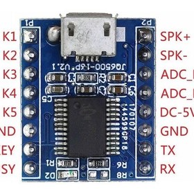 Resim Jq6500 16mbit Mini Ses Mp3 Wmv Player Ses Müzik Çalma Kartı Micro Usb Uart Haberleşme 5 Tuşlu Kontrl 