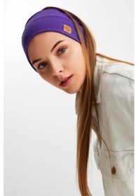 Resim Kadın Pamuklu Kaşkorse, Kaymaz, Terletmez, Ultra Hafif, Spor Saç Bandı Bandana - Tek Ebat / Mor Mor 