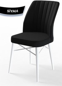 Resim Canisa Arp Serisi 70x110 Sabit Mutfak Masası Takımı Beyaz Mermer Desen Masa 4 Siyah Sandalye Masa Beyaz Mermer Desen Sandalye Siyah 