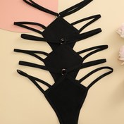 Resim 3 Adet Düz Kaburga Yüzüklü Tanga, Seksi Rahat Nefes Alabilen Esnek İç Çamaşırı Külot, Kadın İç Çamaşırı ve Alt Giyim 