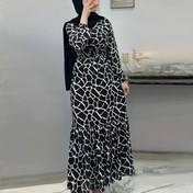 Resim Kadınlar İçin İlkbahar ve Sonbahar Casual Uzun Baskılı Arap Elbisesi 