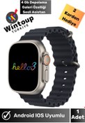 Resim Hello Watch 3+ Plus H12 Ultra Max 4GB Hafıza ve Aksesuar Bağlantılı Watch Ultra 49MM Akıllı Saat 