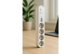 Resim Techmaster 4lü Priz Çocuk Korumalı 2 USB ve Type-C Girişi ile 2 m Beyaz Uzunluk 