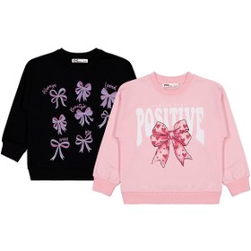 Resim Civil Girls Fiyonk Baskılı 2'li Set 6-9 Yaş Sweatshirt - Standart / 9-10 Yaş 