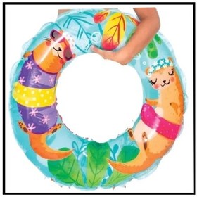 Resim Uyguna-yakala Çocuk Yüzme Simidi Şeffaf Desenli Gök Mavisi 61cm-mıt.006 Çok Renkli 